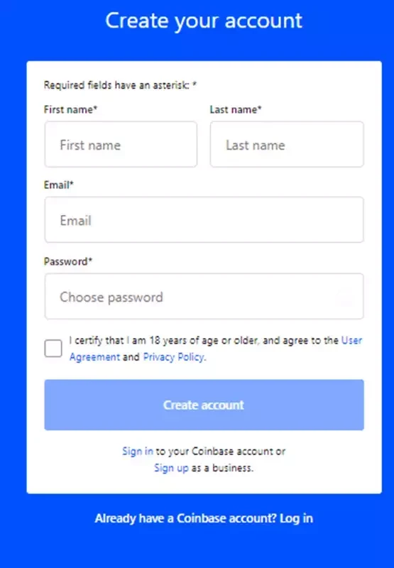 Create a Coinbase Account